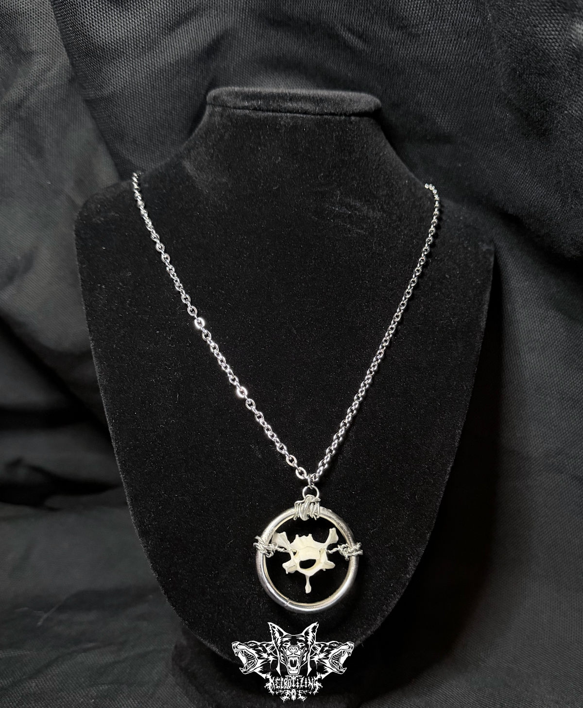 Mink vertebrae pendant + stainless steel chain